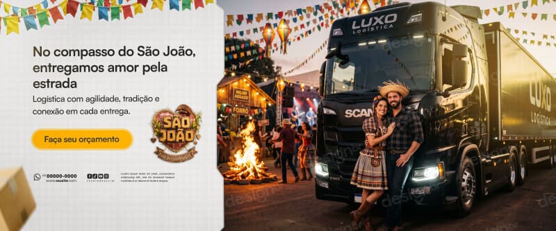 Banner São João e Dia dos Namorados Transportadora Social Media PSD Editável