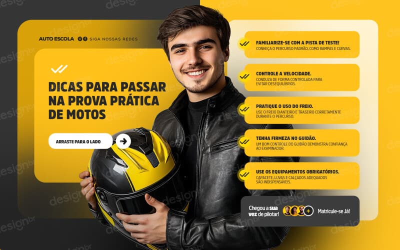 Carrossel Auto Escola Dicas Moto PSD Editável