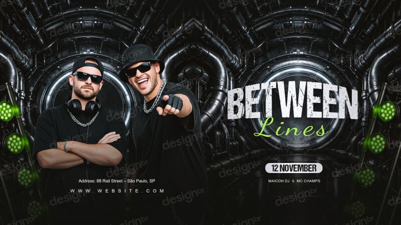 Banner Festa Techno Underground Evento DJ PSD Editável