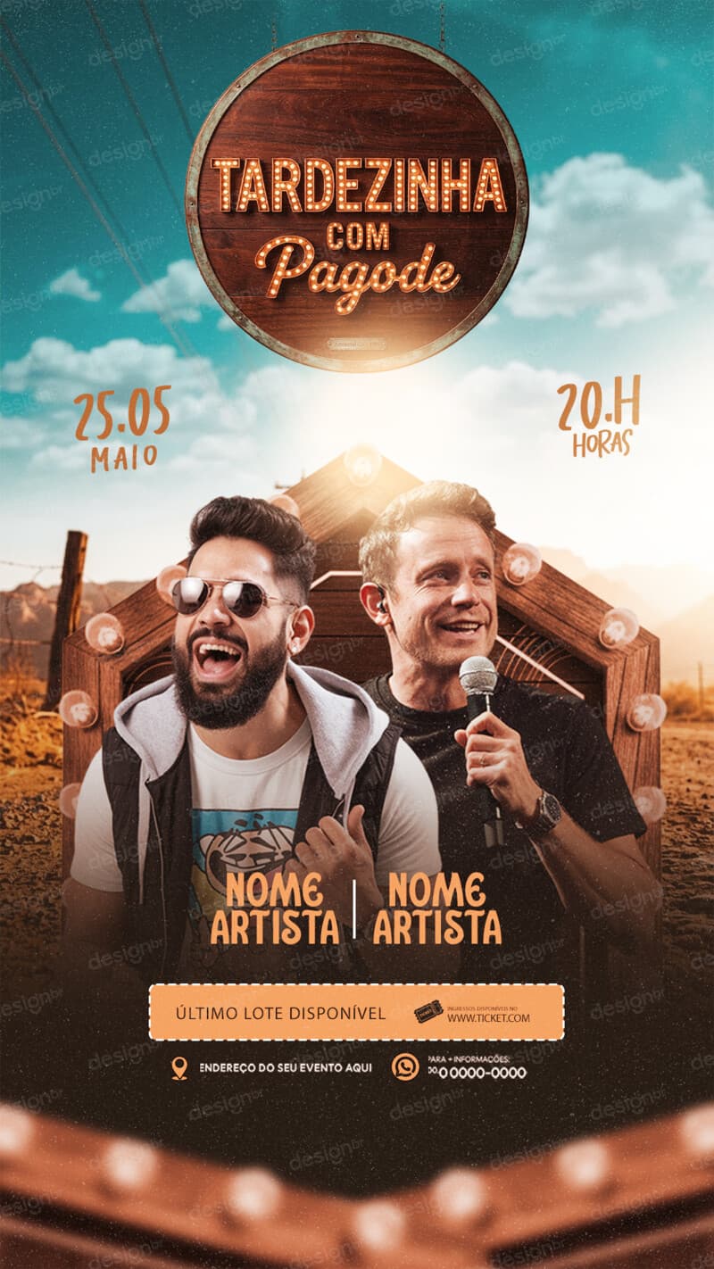 Flyer Evento Show Festa Balada Artista Tardezinha Com Pagode Story PSD Editável