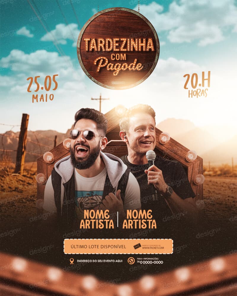 Flyer Evento Show Festa Balada Artista Tardezinha Com Pagode PSD Editável