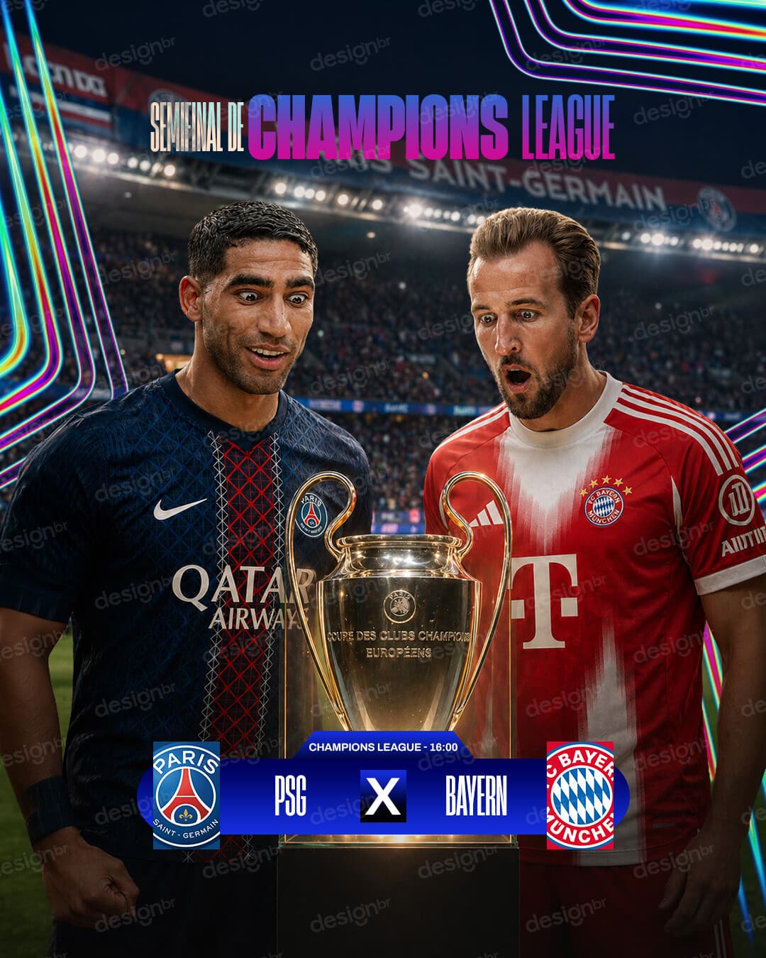 Flyer Champions League PSG X Bayern PSD Editável