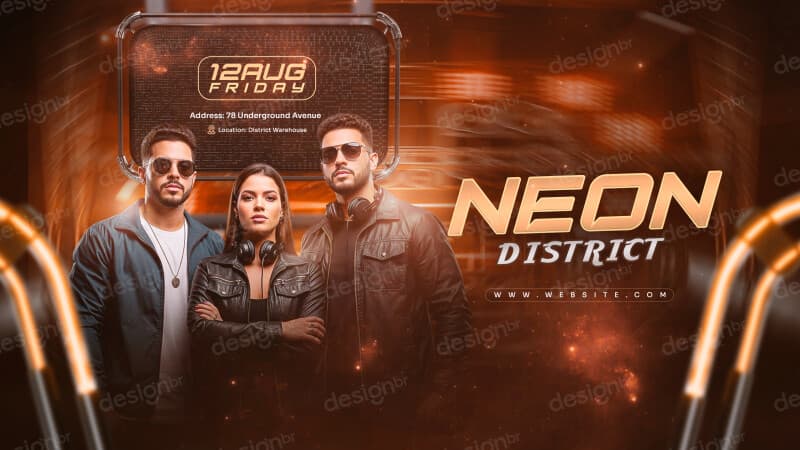 Bannder Neon District PSD Editável