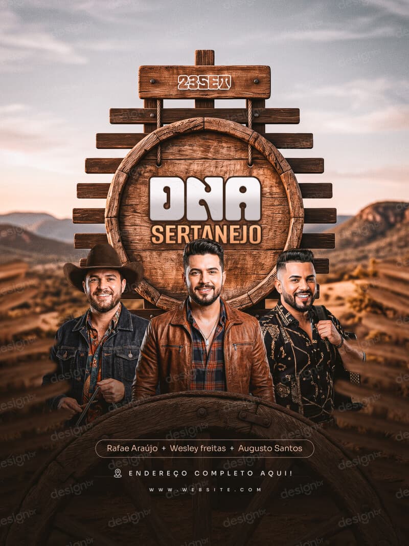 Flyer de Evento Dia Sertanejo PSD Editável