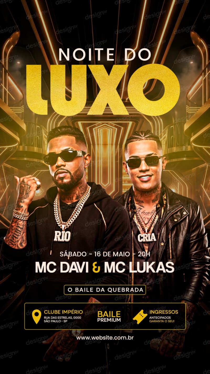 Flyer Evento Noite do Luxo Story PSD Editável