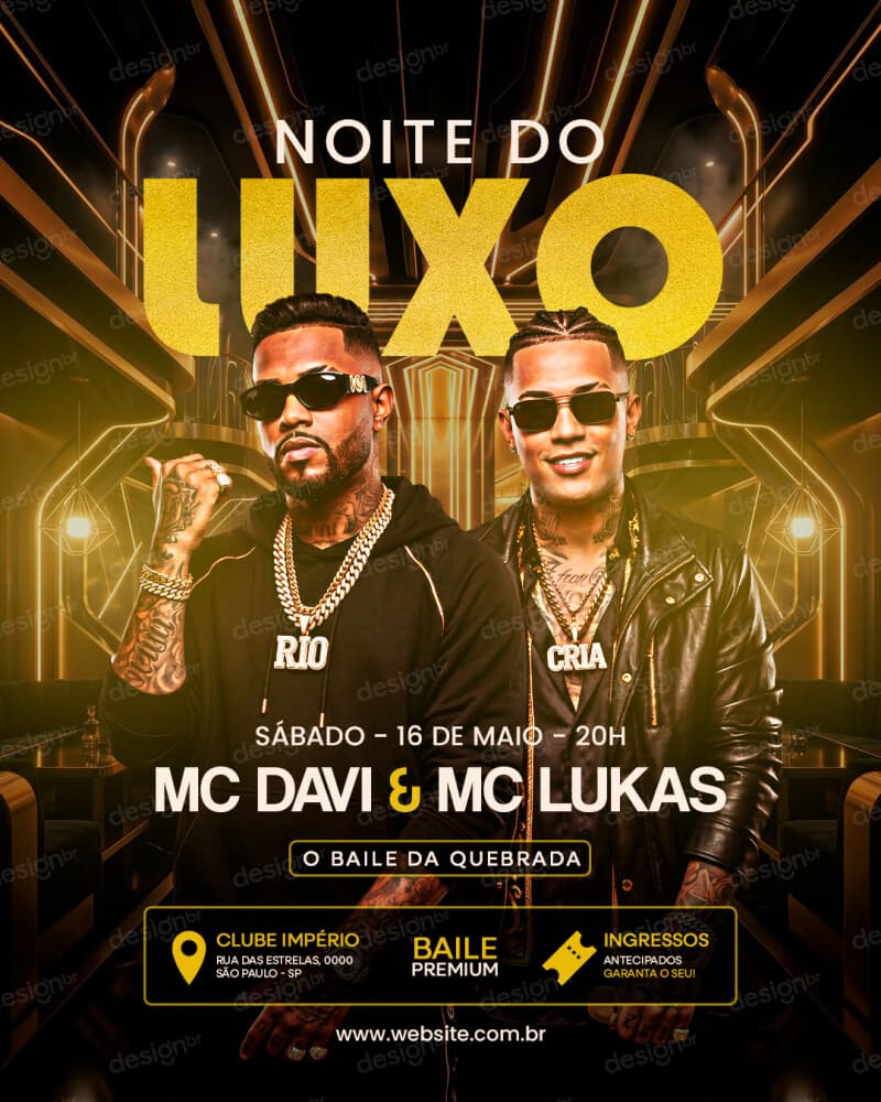 Flyer Evento Noite do Luxo PSD Editável