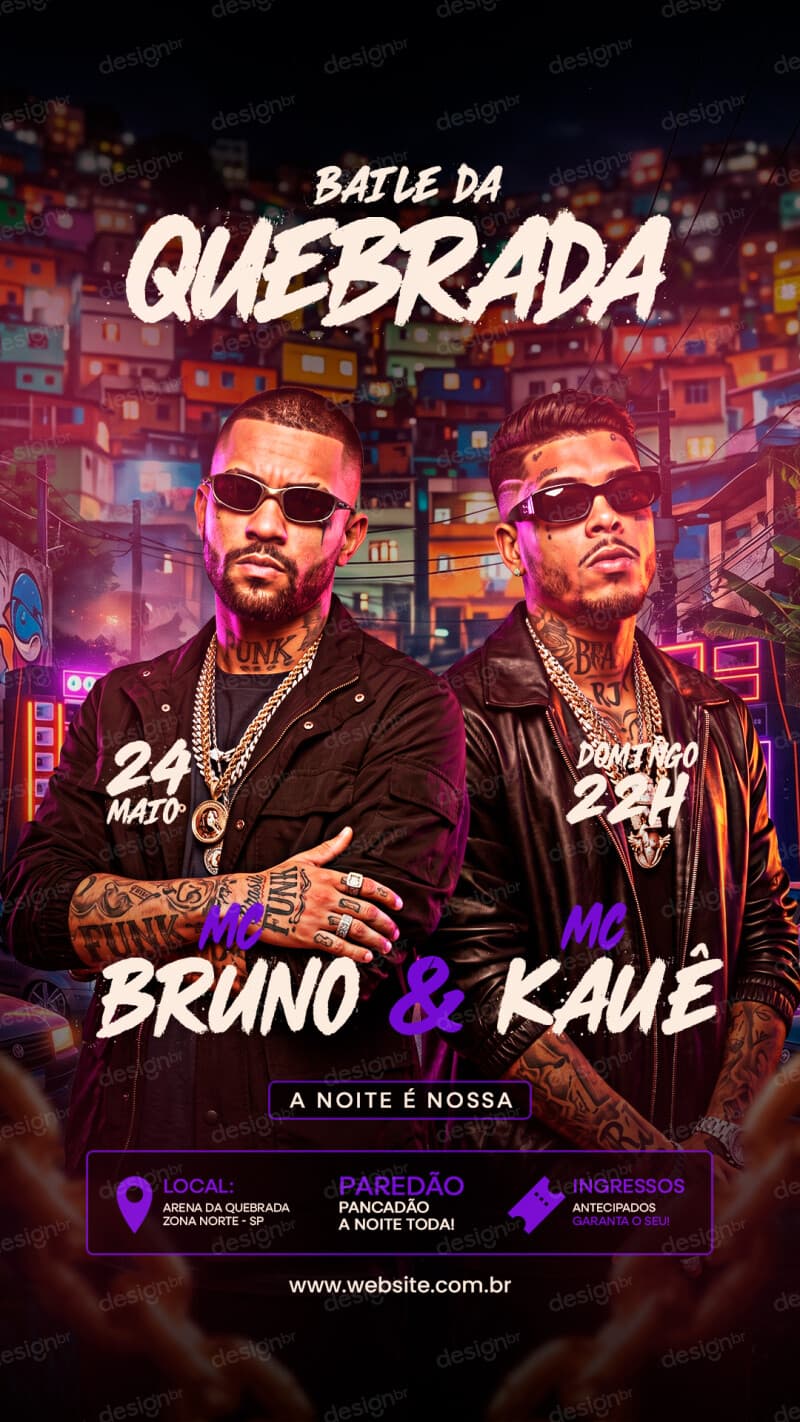 Flyer Evento de Show Baile da Quebrada Story PSD Editável