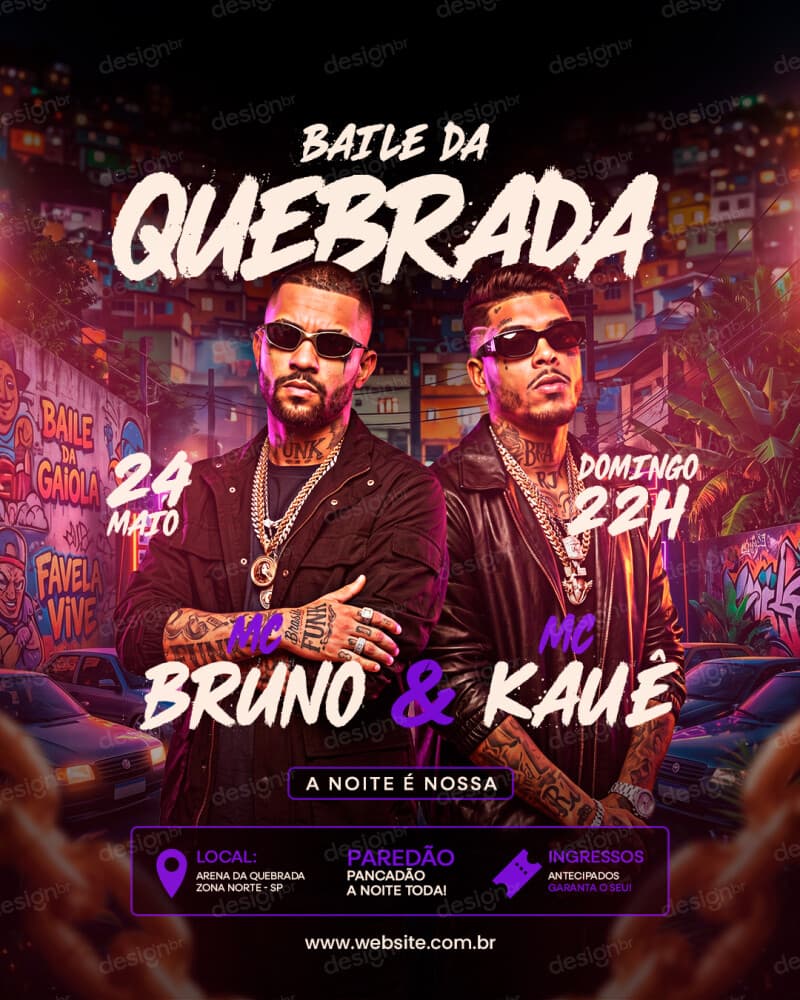 Flyer Evento de Show Baile da Quebrada PSD Editável