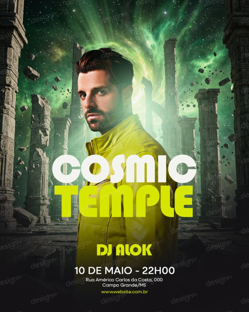 Flyer de Shows Cosmic Temple PSD Editável