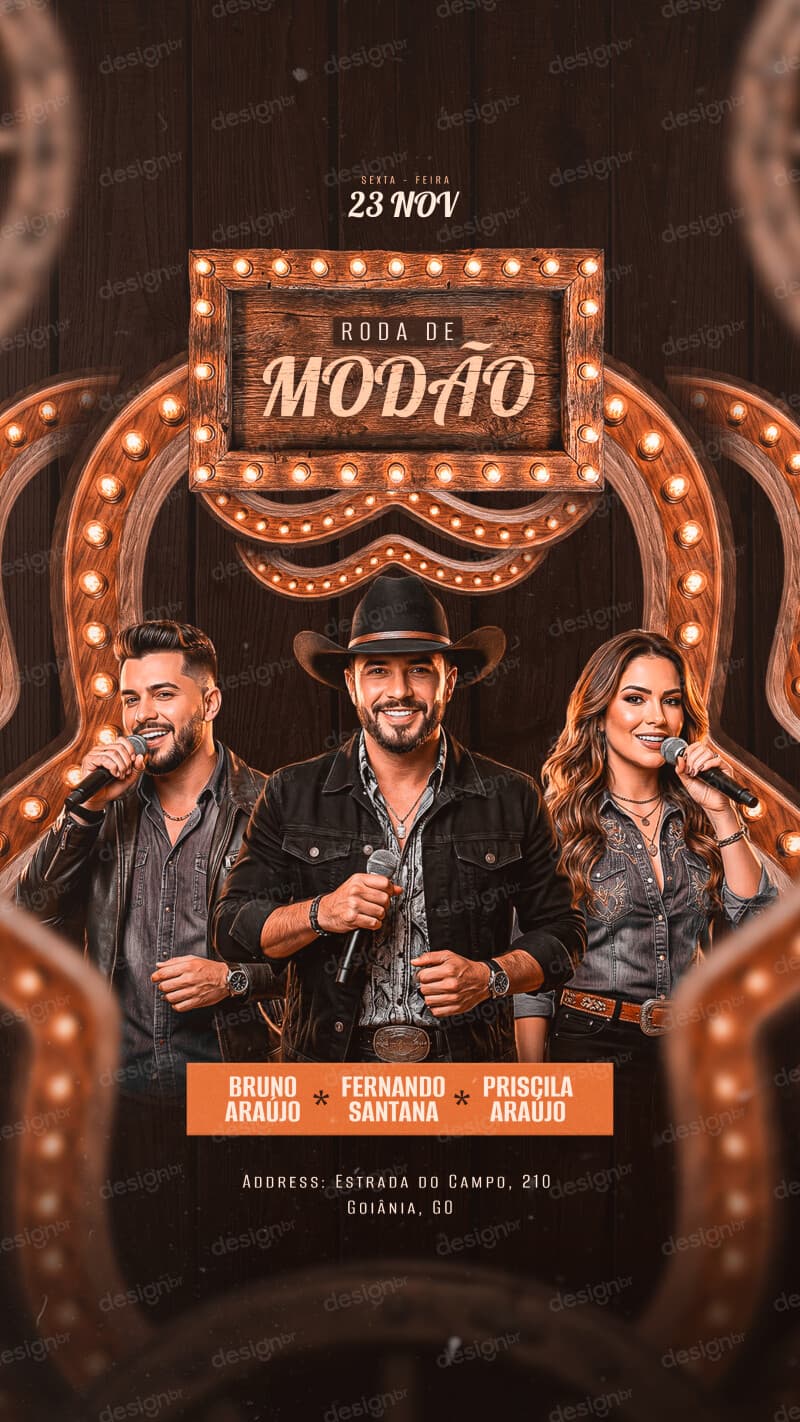 Flyer Eventos Roda de Modão Story PSD Editável