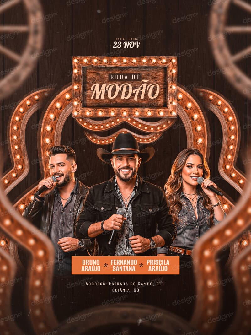 Flyer Eventos Roda de Modão PSD Editável