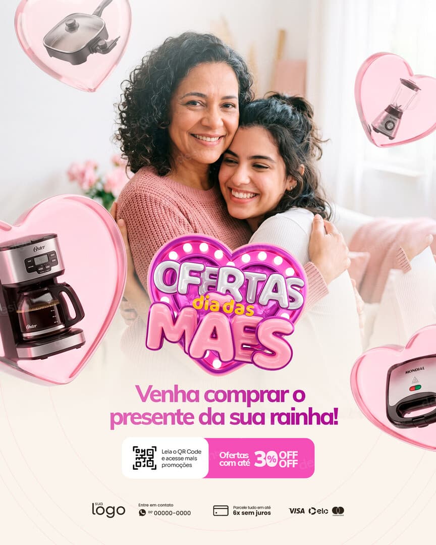 Loja de Eletrodoméstico Ofertas dia das Mães Social Media PSD Editável