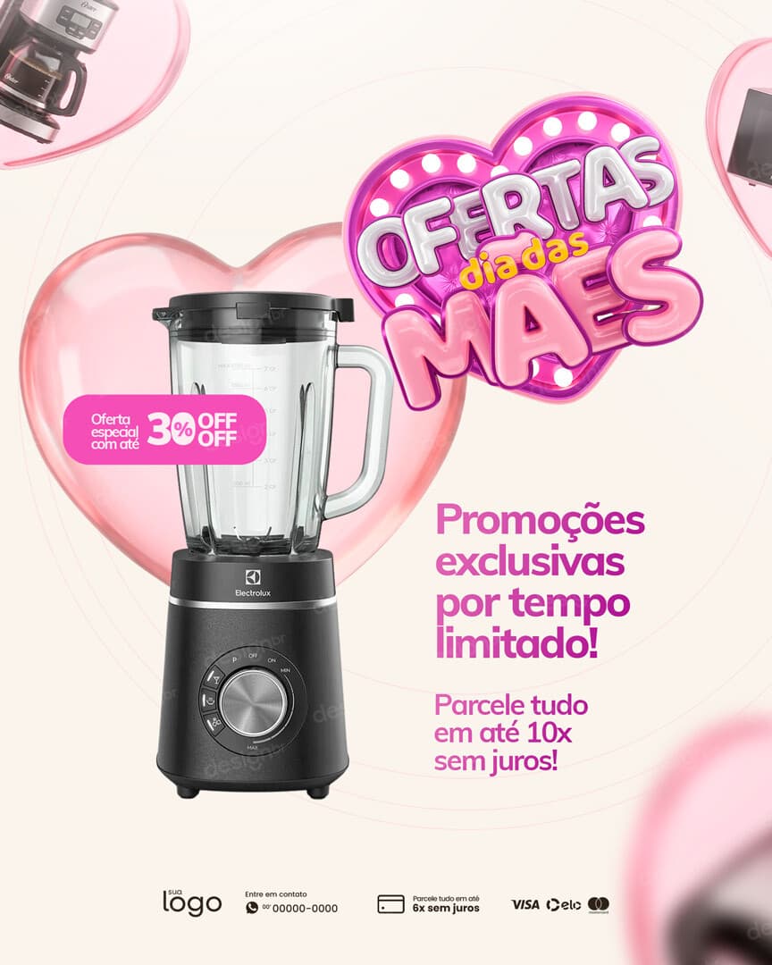 Loja de Eletrodoméstico Ofertas dia das Mães Social Media PSD Editável