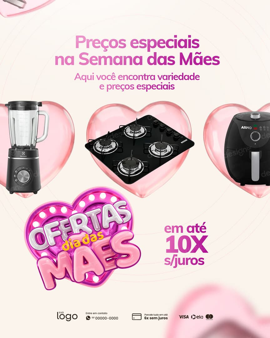Loja de Eletrodoméstico Ofertas dia das Mães Social Media PSD Editável