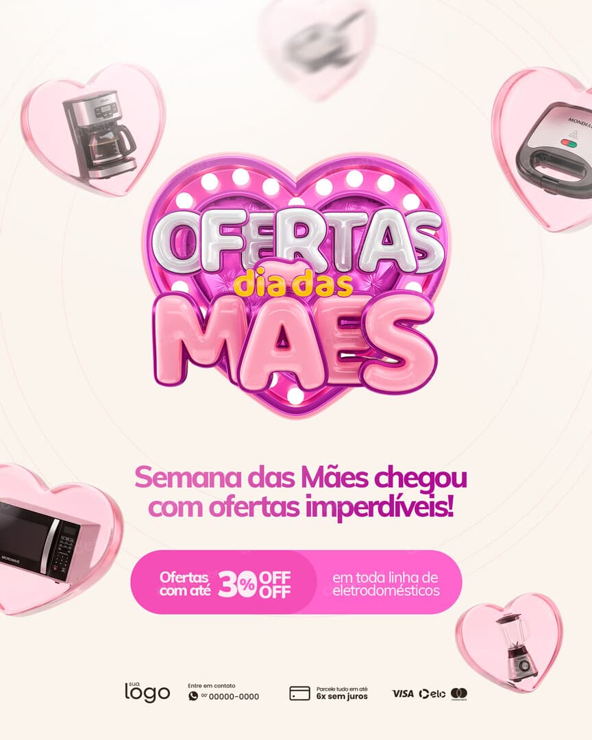 Loja de Eletrodoméstico Ofertas dia das Mães Social Media PSD Editável