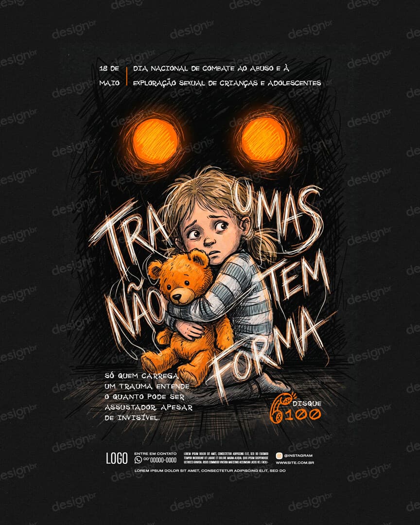Dia Nacional de Combate ao Abuso e à Exploração Sexual Infantil 18 de Maio Social Media PSD Editável