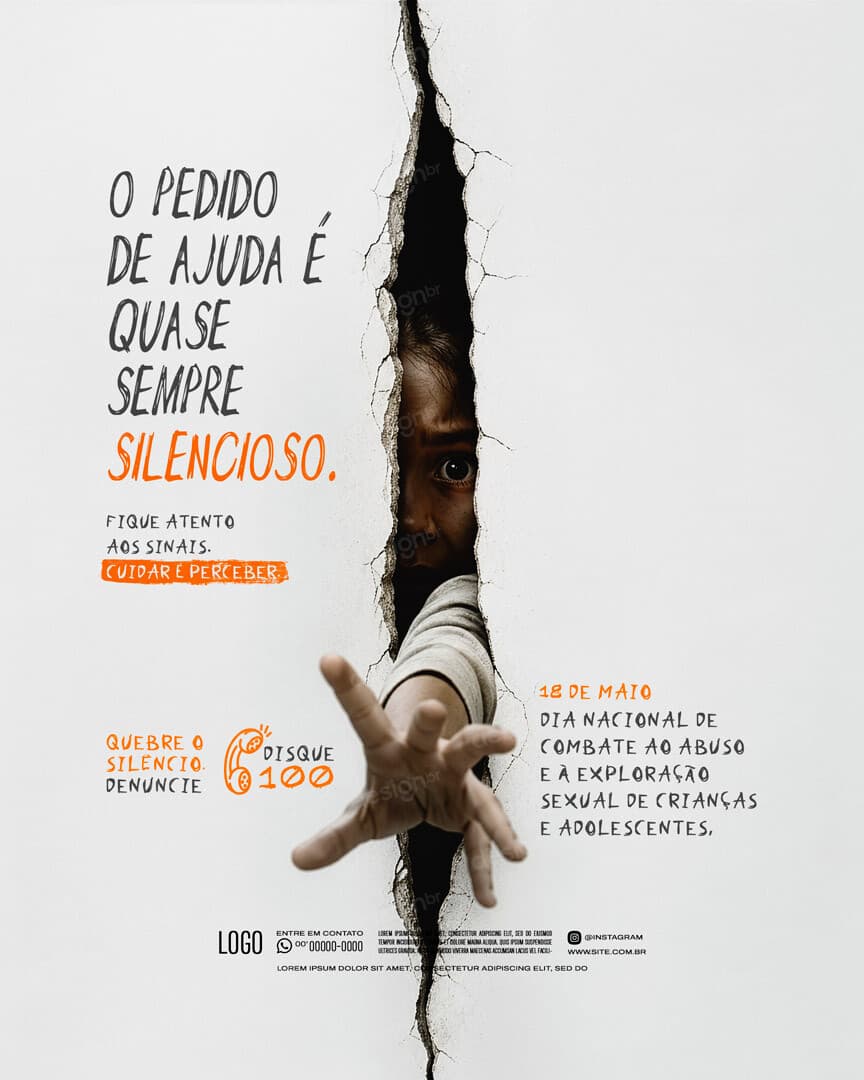 Dia Nacional de Combate ao Abuso e à Exploração Sexual Infantil 18 de Maio Social Media PSD Editável