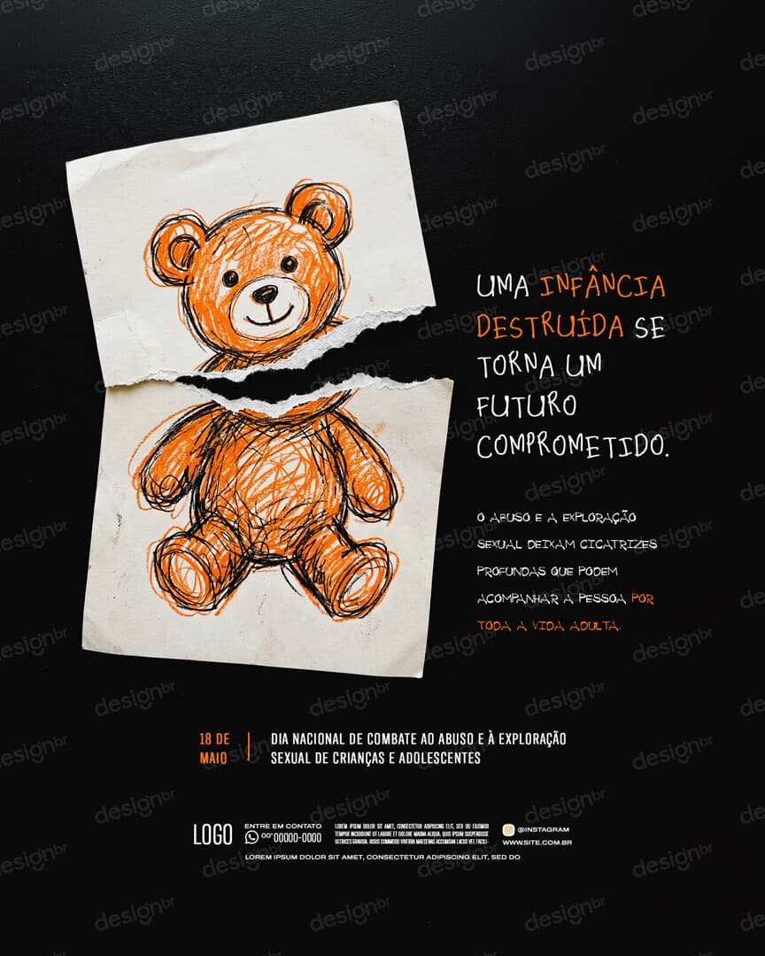Dia Nacional de Combate ao Abuso e à Exploração Sexual Infantil 18 de Maio Social Media PSD Editável