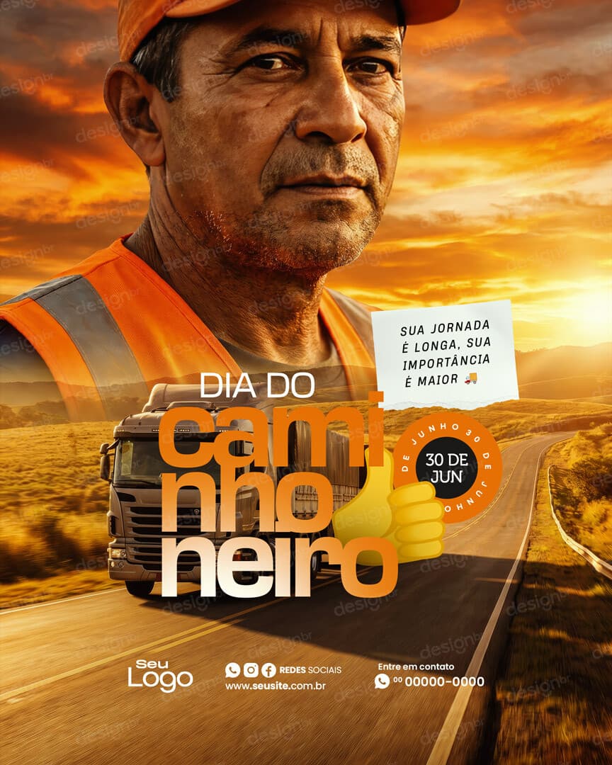 Dia do Caminhoneiro 30 de Junho Social Media PSD Editável